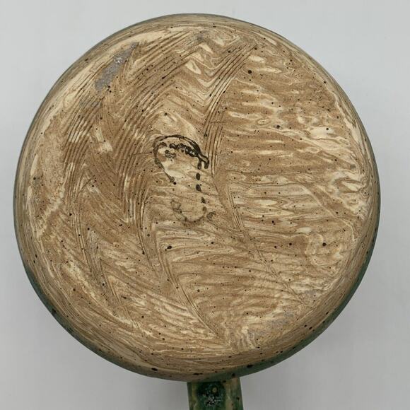 Art Pottery Pitcher Vase Blue And Green With Gecko Climbing 5” Tall - Picture 8 of 9